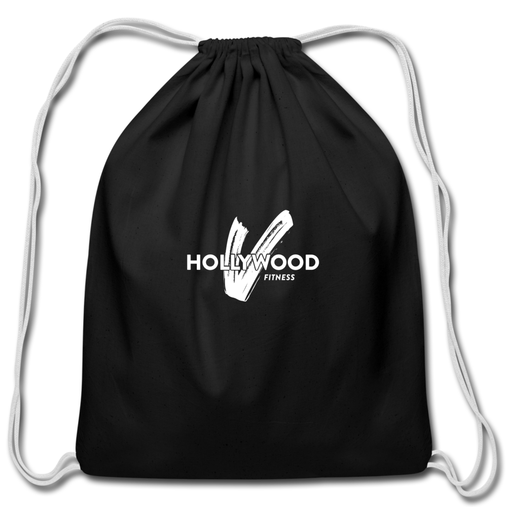 Hollywood V Fitness Cotton Drawstring Bag - black