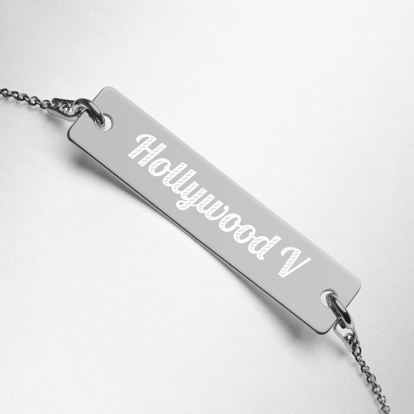 Engraved Silver Bar Chain Necklace